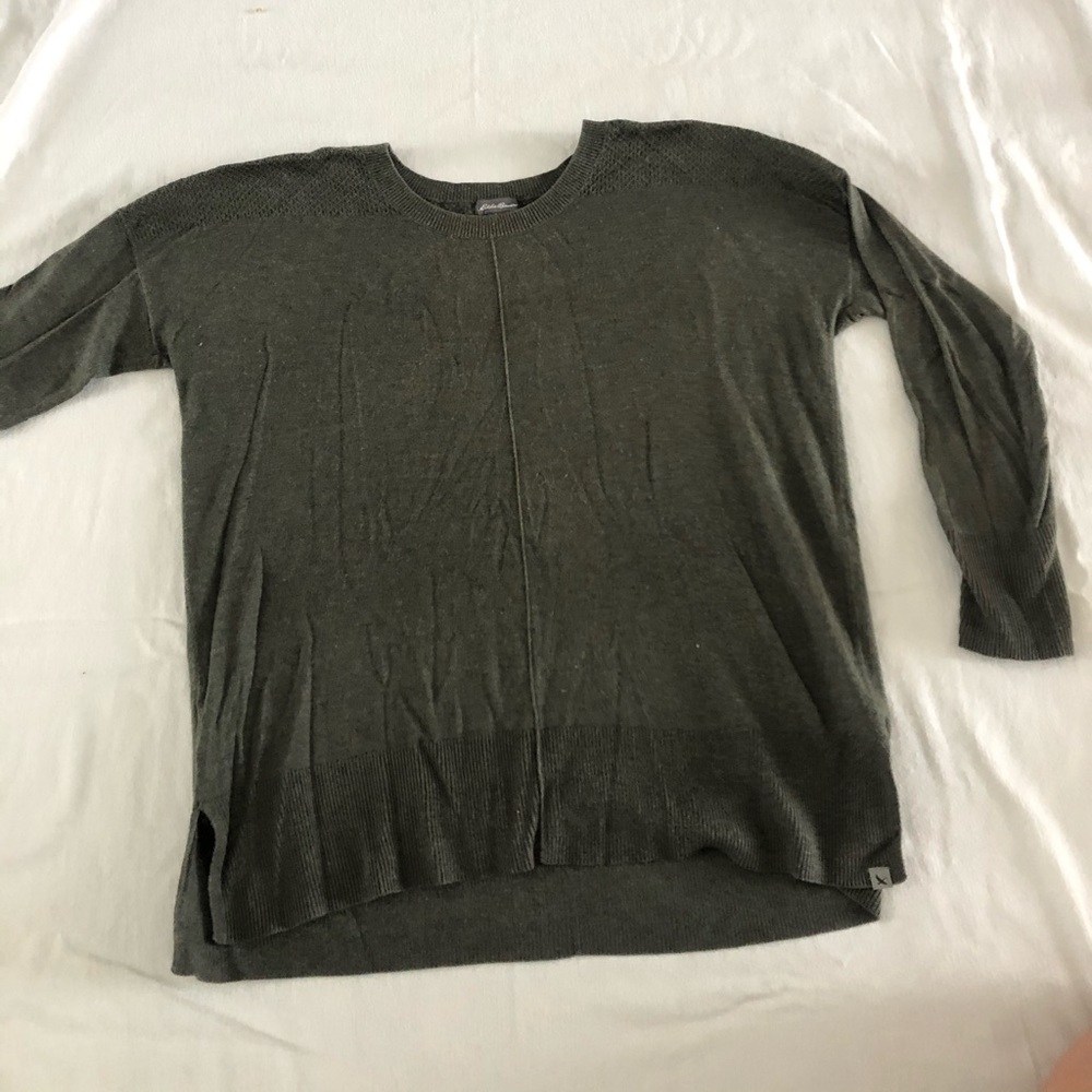 EDDIE BAUER olive green cable knit sweater